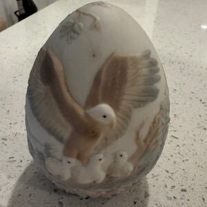 Lladro Eagle Egg Ceramic Sculpture - Brown and White